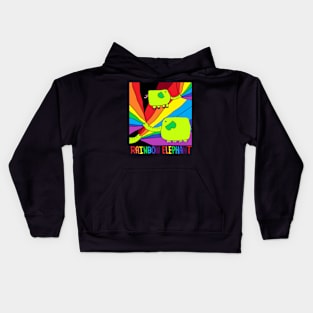 rainbow elephant Kids Hoodie